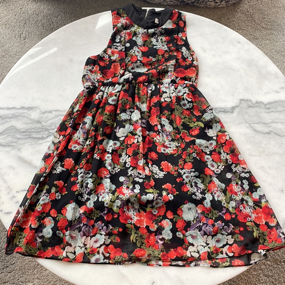 BCBGeneration Floral Fit and Flare Dress with Razor Back - Size 6